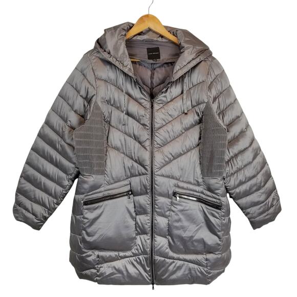 Lane Bryant Shirred Side Packable Puffer Jacket Coat Zip Front Hooded Size 18/20 - Picture 3 of 11